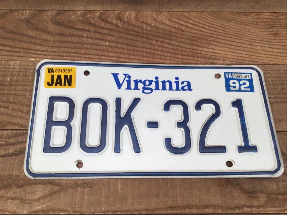 Vintage American Car License Plate USA Number Plate BOK-321