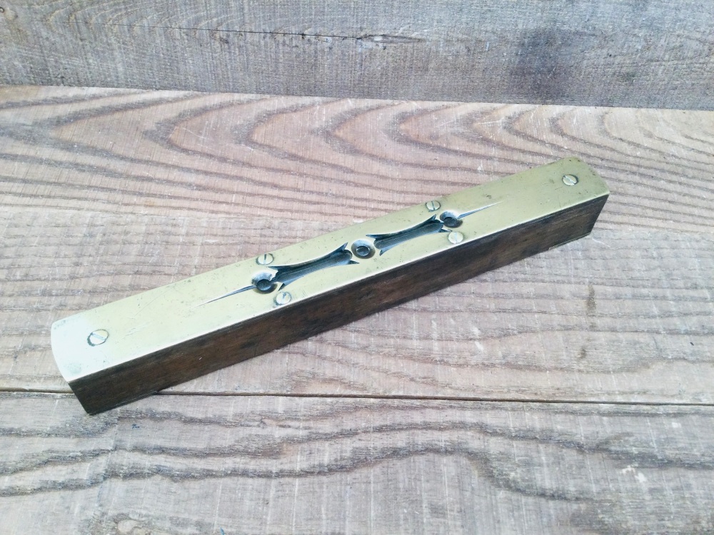 Antique Spirit Level Ornate Brass Plated Top Brass Capped Base