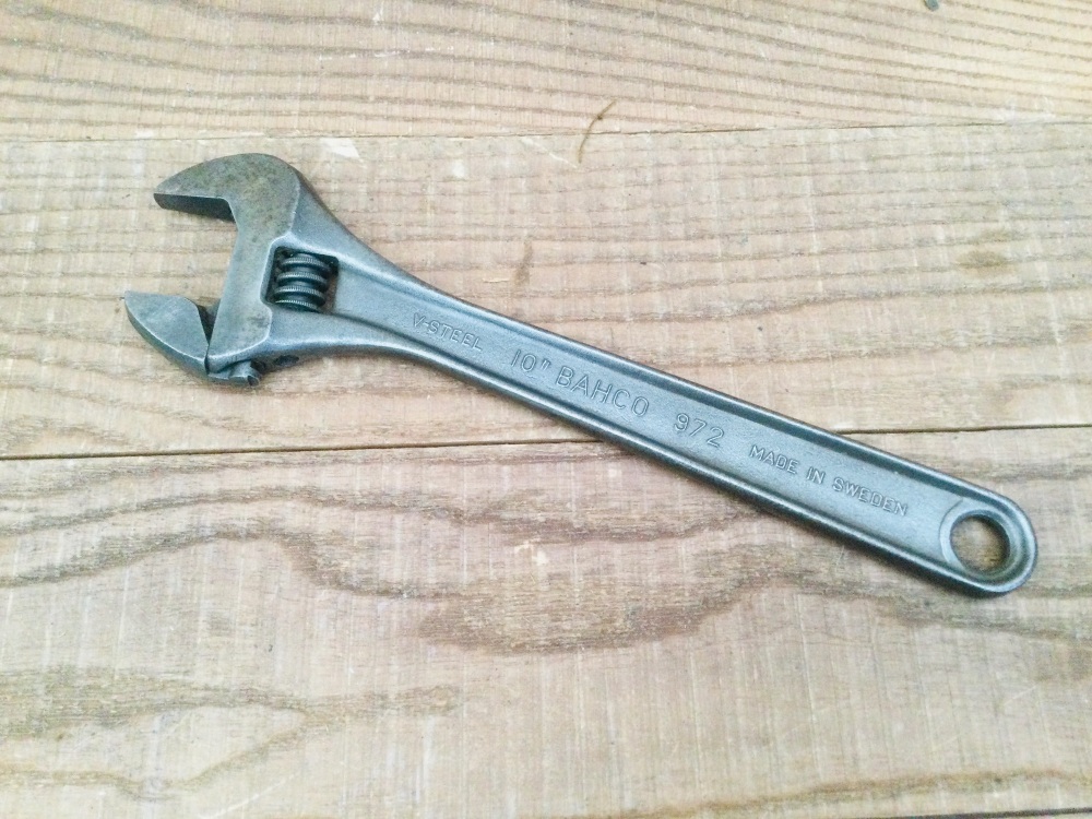 Vintage 10” Bahco No. 972 Adjustable Spanner Wrench