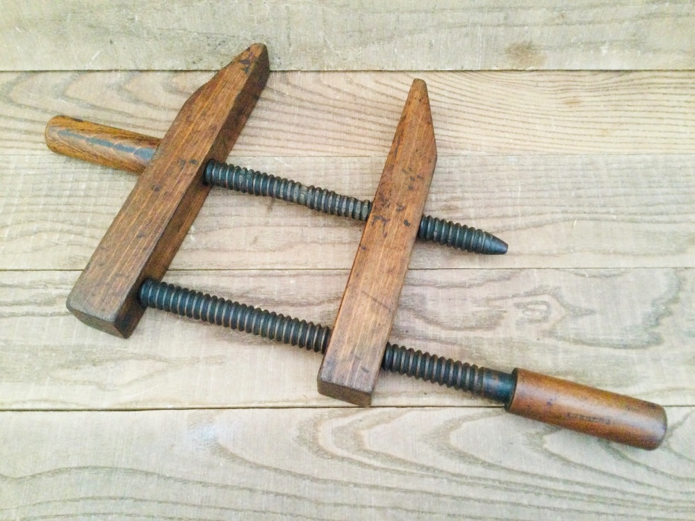 Antique Wooden Carpentry Screw Clamp