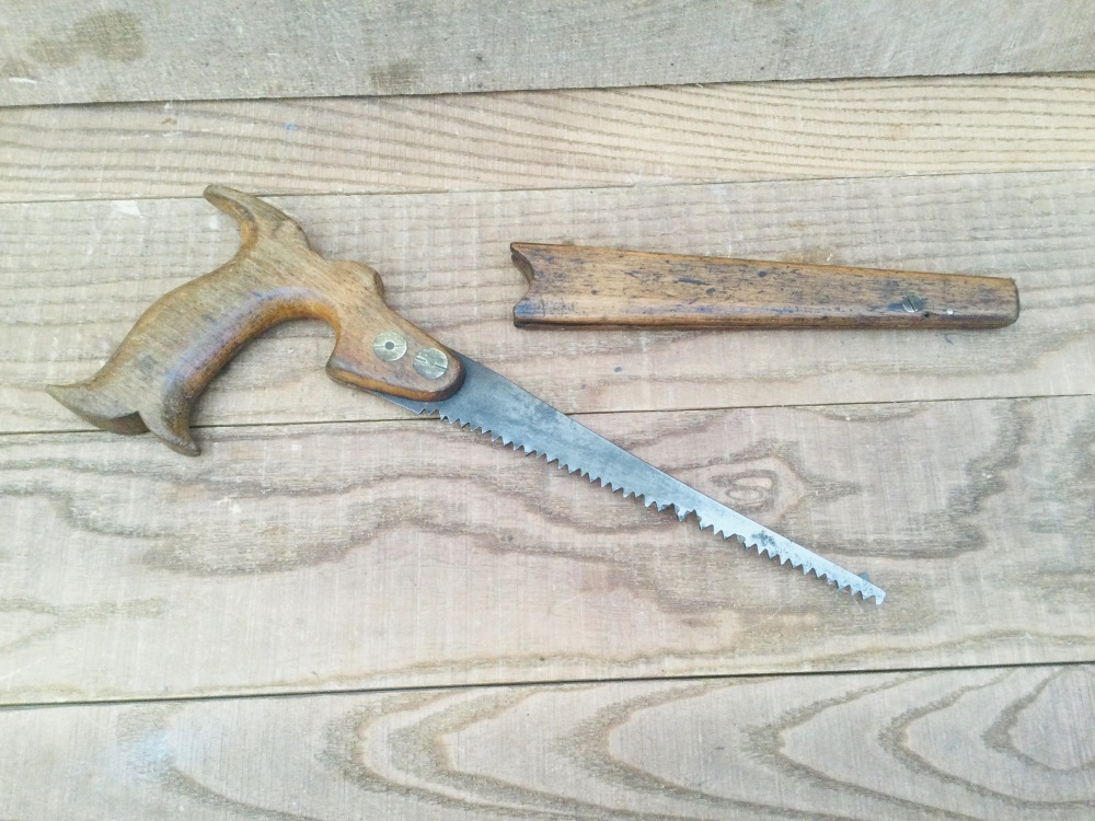 Antique Carpentry Compass Saw & Fitted Wooden Case