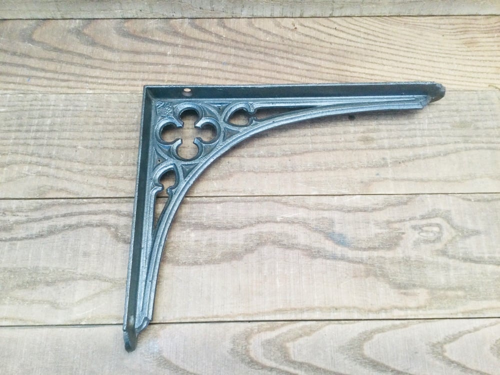 Antique Cast Iron Shelf Bracket Support - Reg Design 1800s