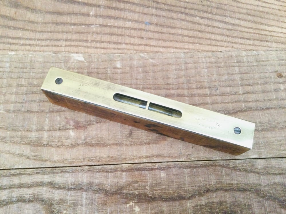 Vintage British 6” Spirit Level Brass Plated Top Warranted Correct