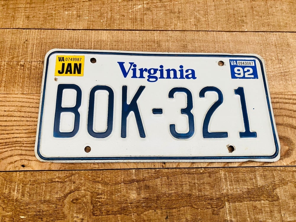 Vintage American Car License Plate USA Number Plate BOK-321