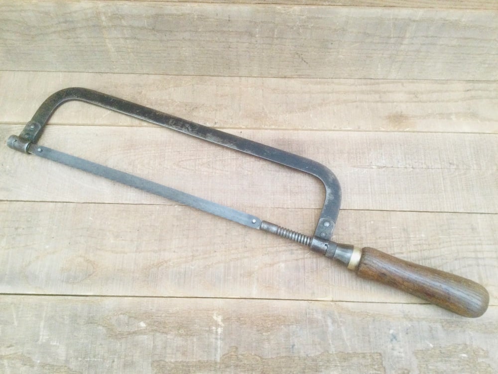 Vintage Adjustable Hacksaw 8” - 12” Unusual Threaded Adjusting Mechanism