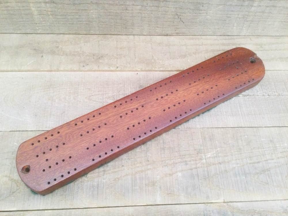 Vintage Mahogany Wooden Cribbage Score Board