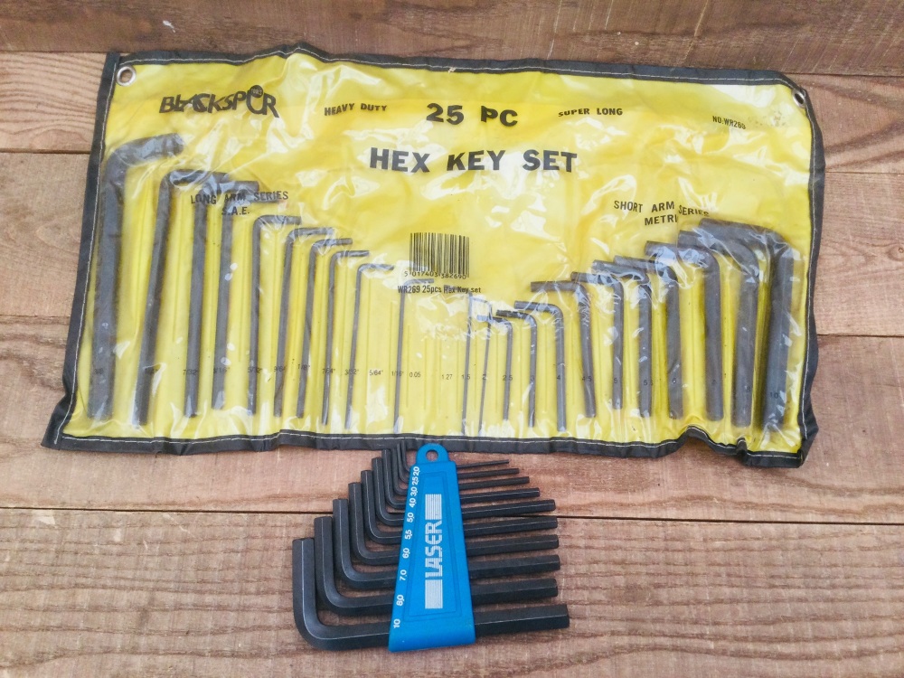 Blackspur Hex Key Set & Laser Hex Keys Set Long  & Short Arm SAE & Metric