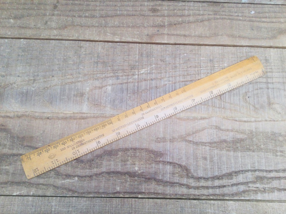Vintage Helix Wooden Old School Ruler 12” Imperial / Metric