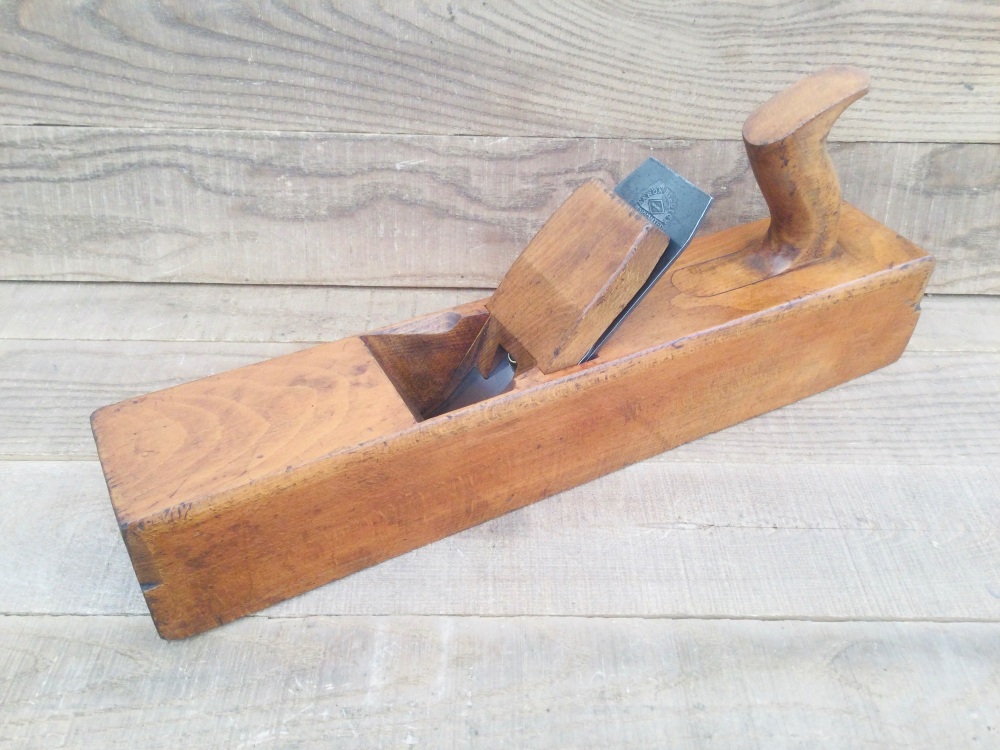 Vintage 17” Beechwood Jack Plane 2 ¼” Aaron Hildick Cutter