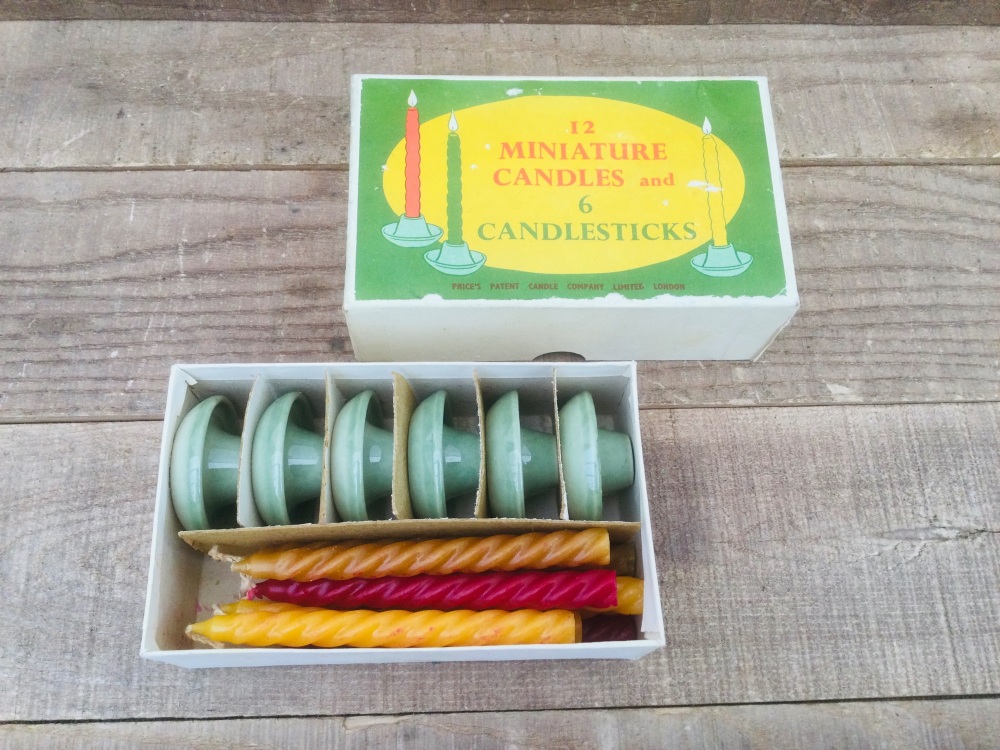 Vintage 1960s Prices Patent Candle Company Ceramic Candlesticks & Miniature