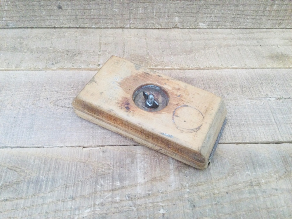 Vintage Carpentry Wooden Sanding Block with Wing Nut Tightener