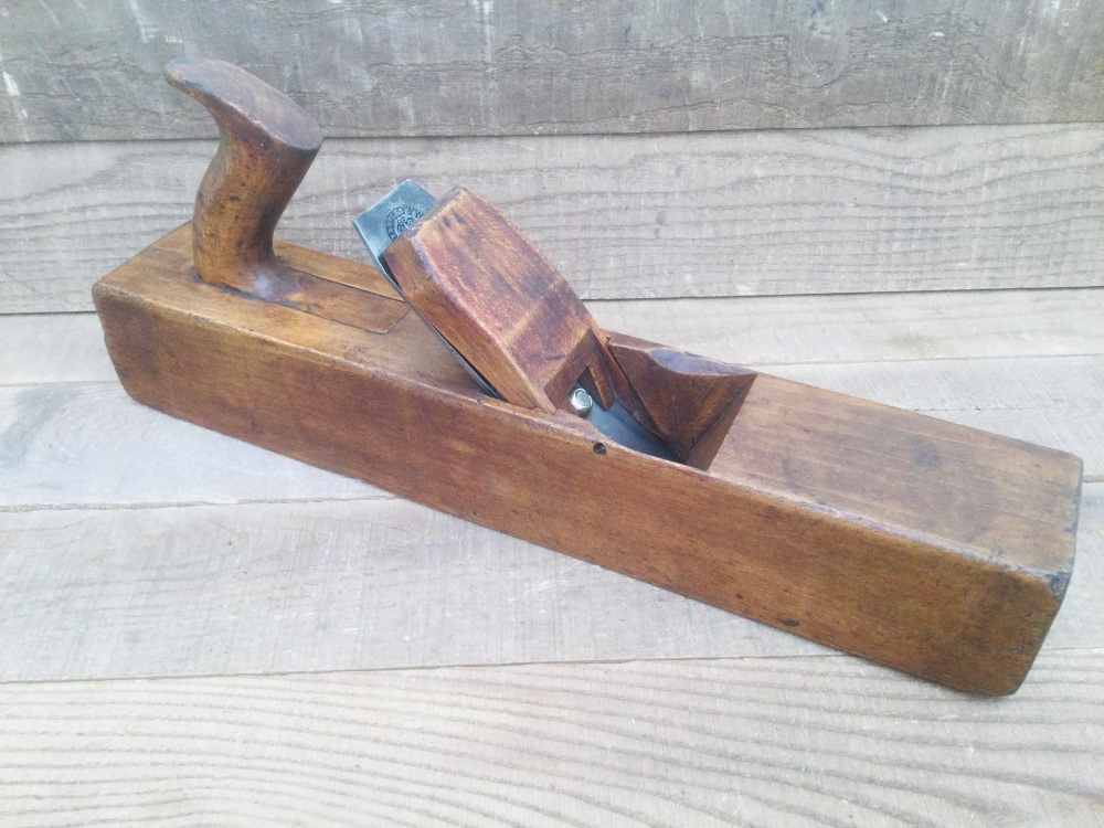 Antique 17” Beechwood Jack Plane 2 â…›” Marples Hibernia Cutter & Back Iron
