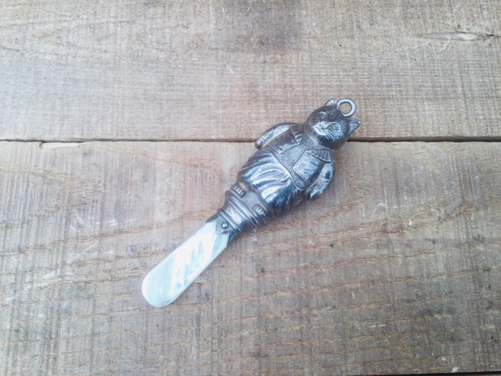 Antique Sterling Silver Mother Of Pearl Babies Child Rattle Teether