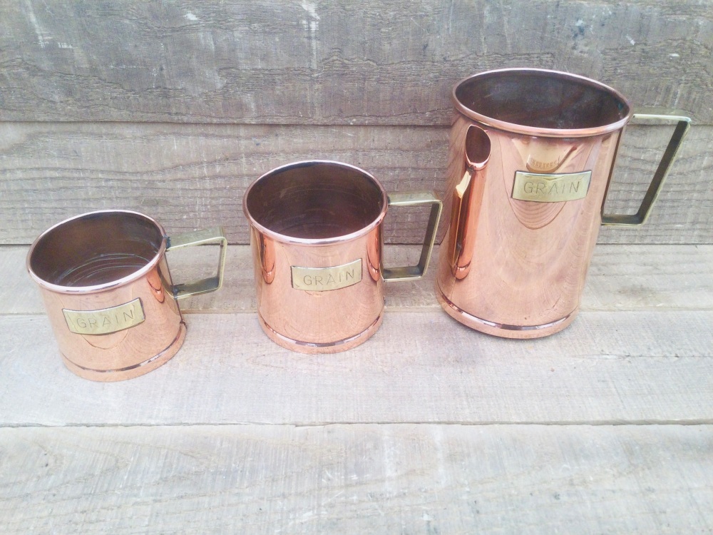Vintage Copper Grain Graduated Measures