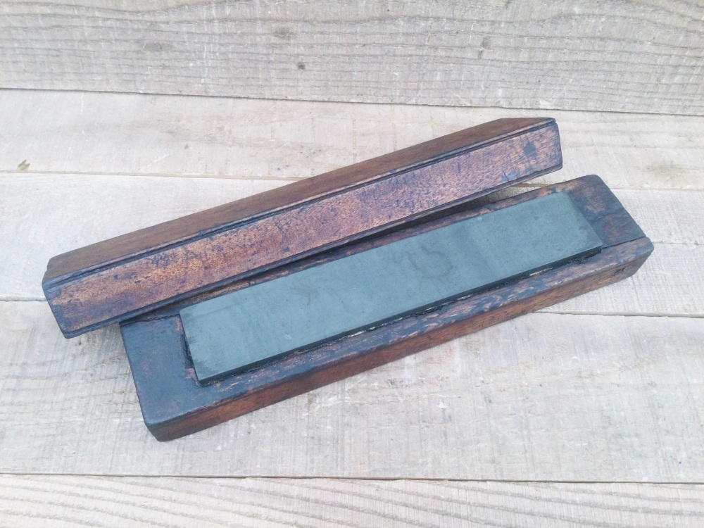 Antique Boxed Whetstone Sharpening Stone 9” x 1 â…”