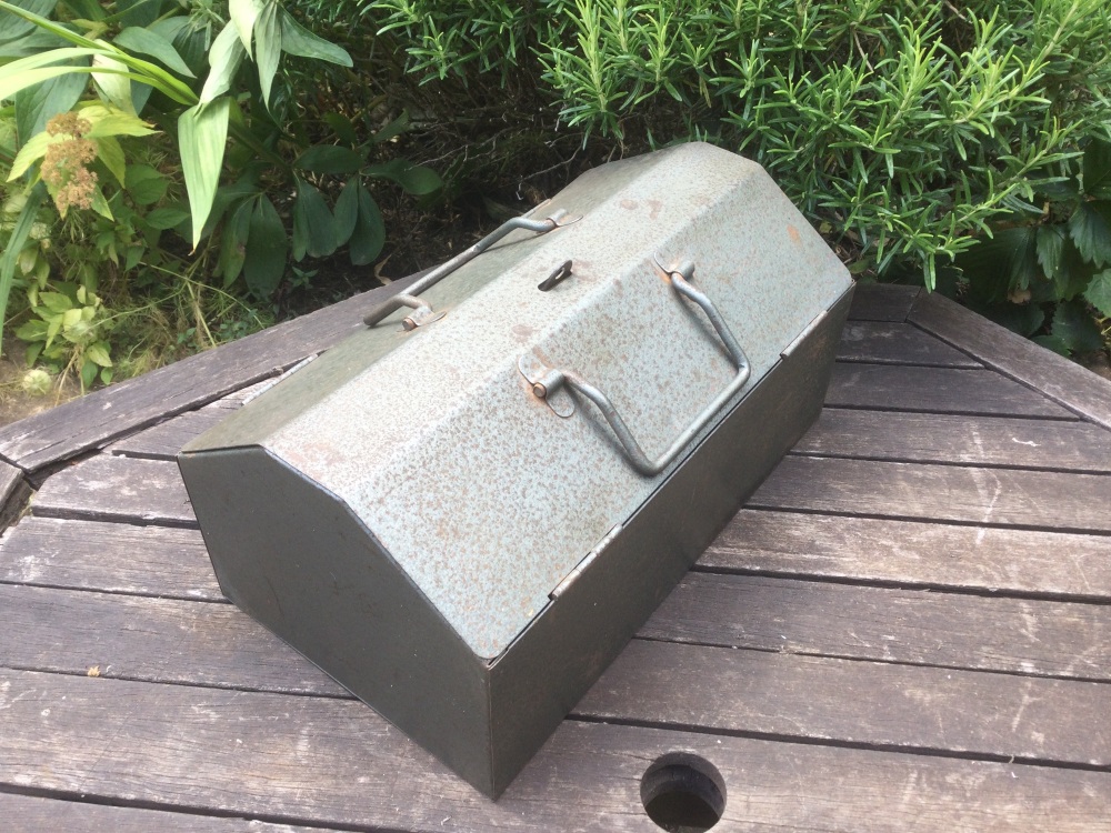 Vintage Metal Toolbox & Removable Internal Tray