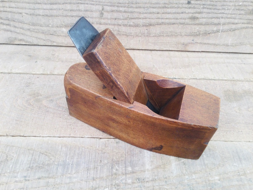 Antique 6” Beech Coffin Block Plane 1½” John Drew Sheffield Cutter