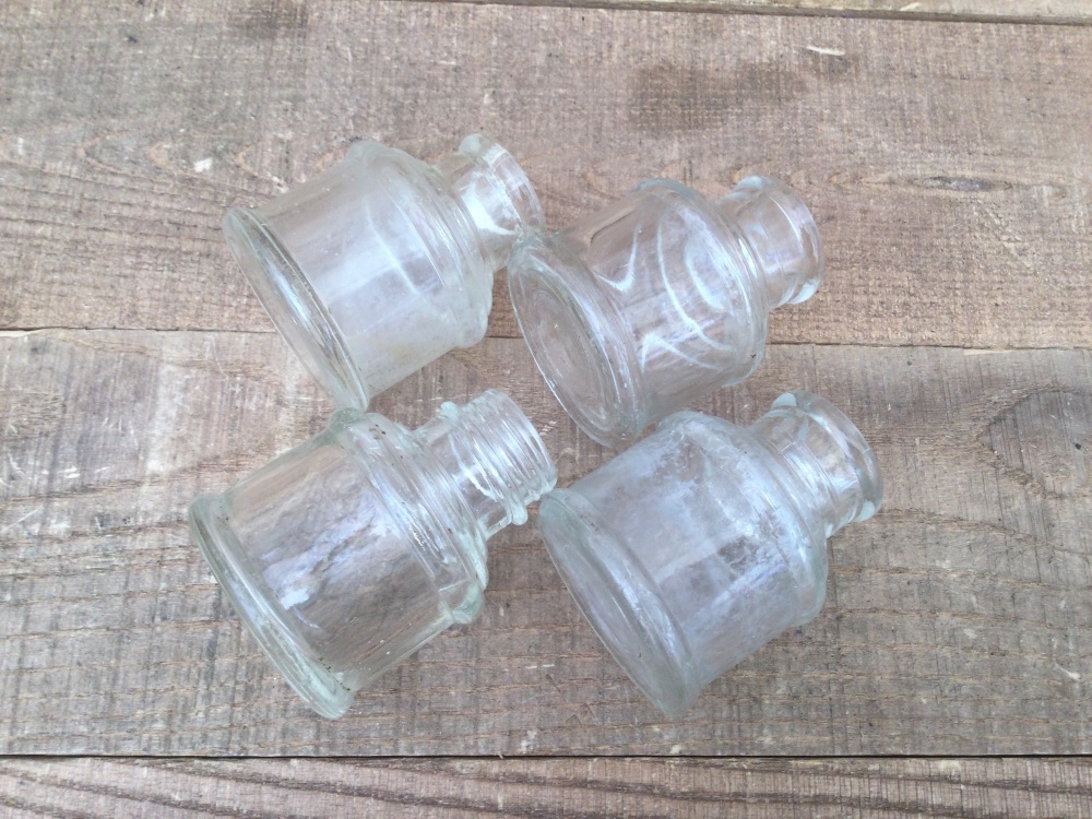Four Vintage Glass Ink Bottles