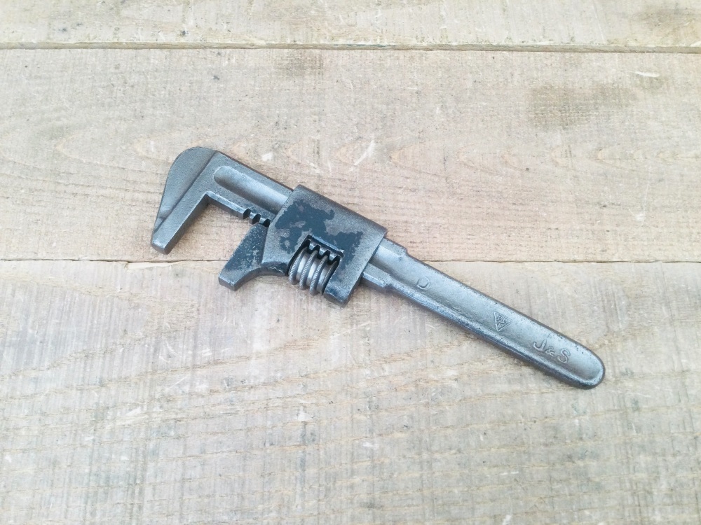 Vintage J&S 7” Automotive F Shaped Adjustable Wrench