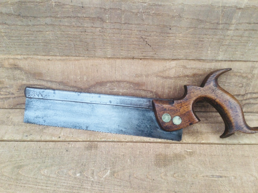 Antique 10” Steel Back Dovetail Saw 12 TPI Pistol Grip