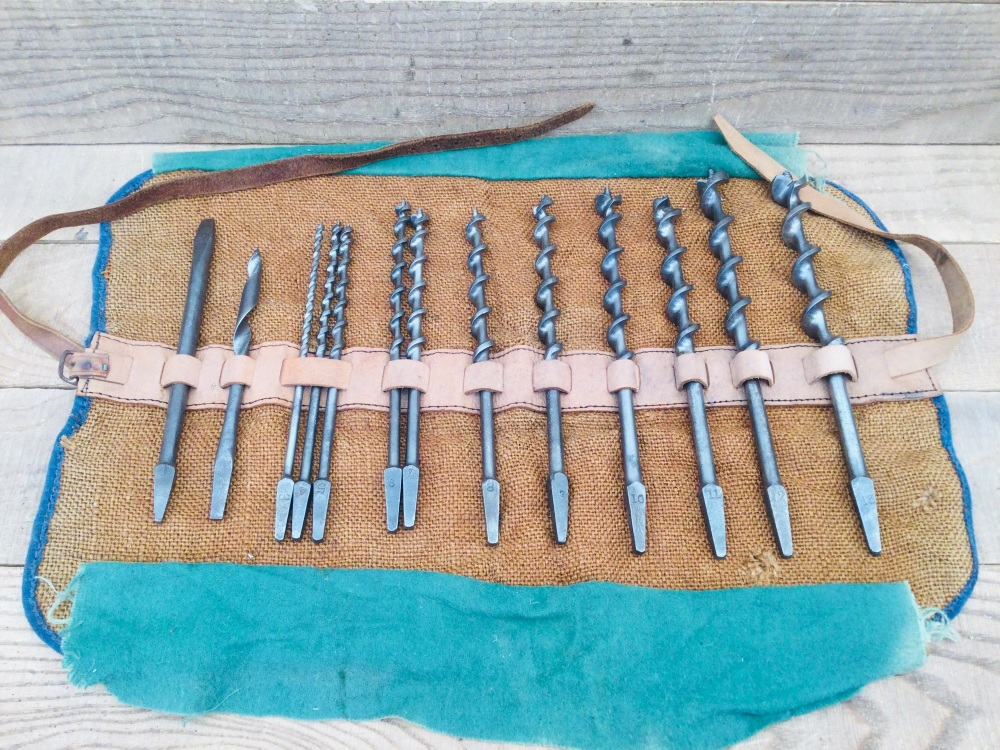 Vintage Carpentry Drill Brace Boring Bits Selection & Tool Roll No’s 3 - 13