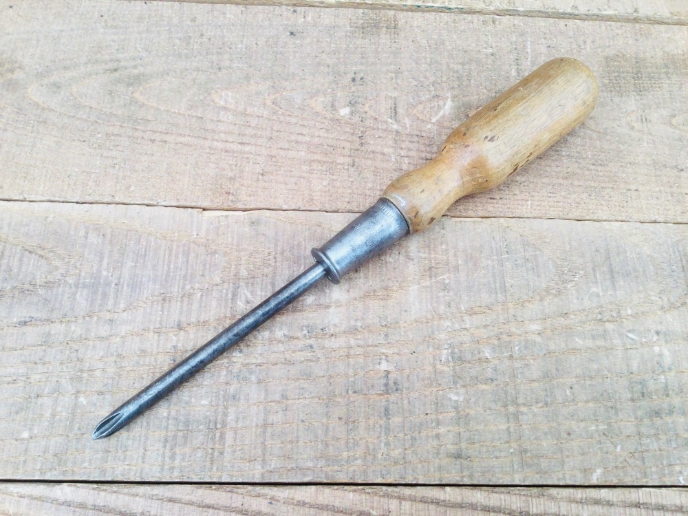 Vintage Made In England Wooden Handled Phillips Screwdriver