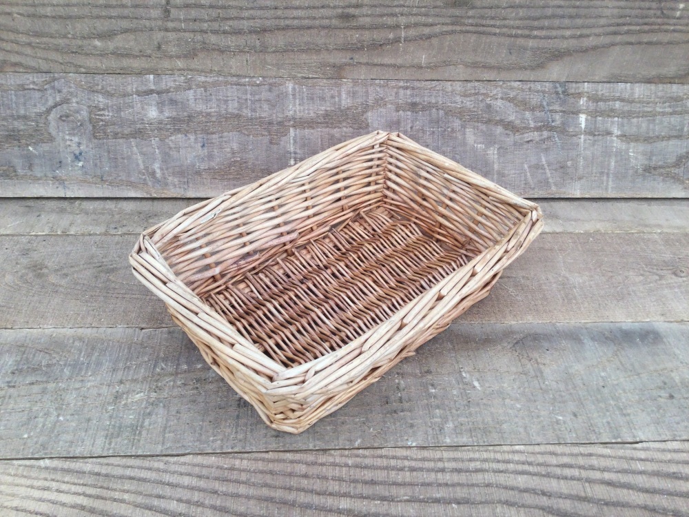 Vintage Small Rectangular Wicker Decorative Basket Tray - 9.5” x 6.5” x 2.5”