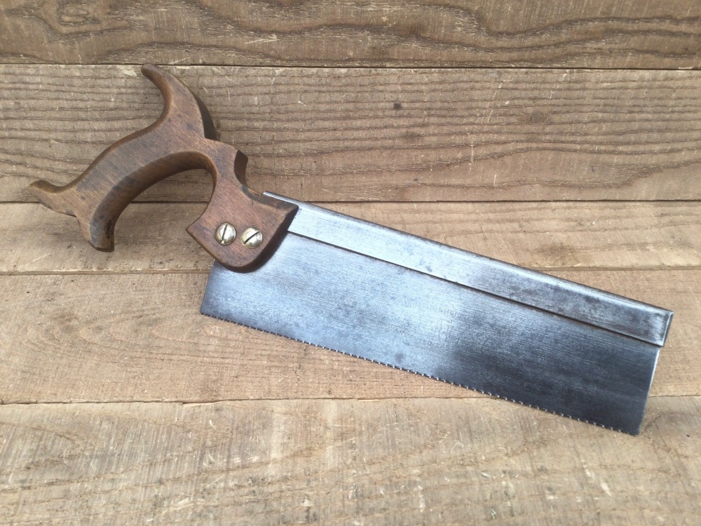 Vintage GTL Sheffield 10” Steel Back Dovetail Saw 12 TPI Pistol Grip