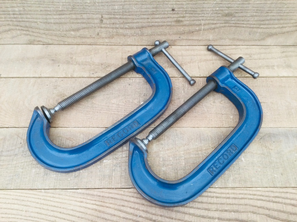 Vintage Pair Record 6” Carpentry Fine Screw G Clamps