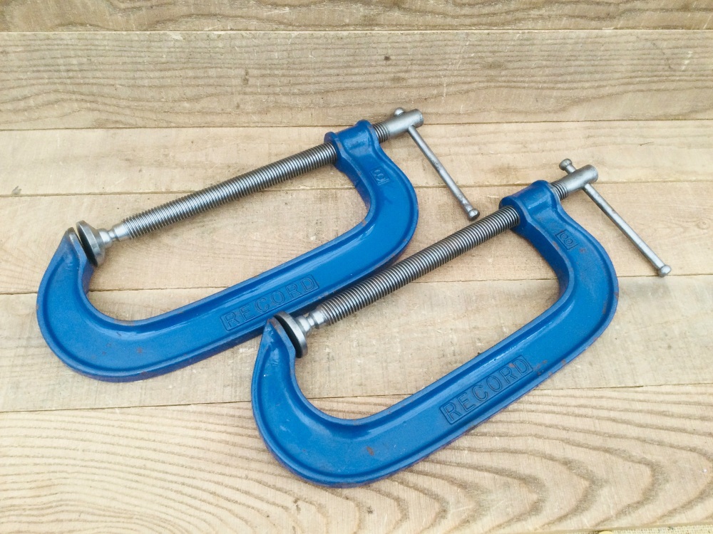 Vintage Record 8” Pair Heavy Duty Fine Screw G Clamps