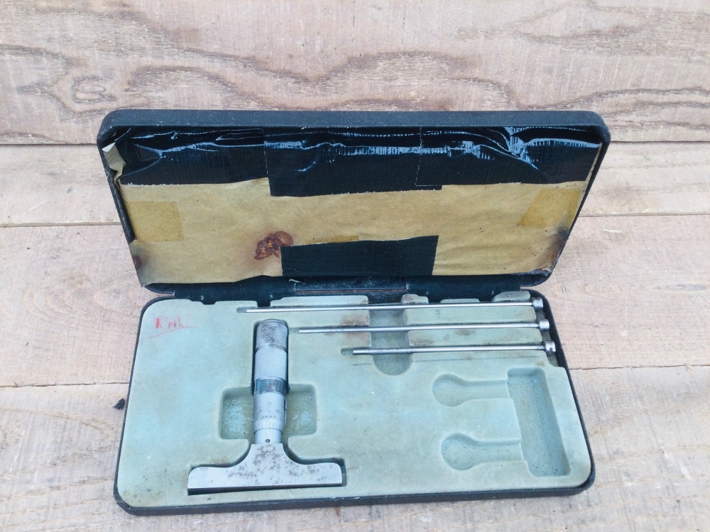 Vintage Moore & Wright Inside Micrometer Set 0-3" Depth Gauge