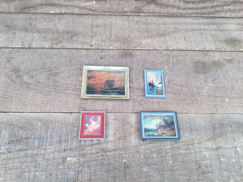 Vintage Sufa Sweden Dolls House Framed Paintings Pictures