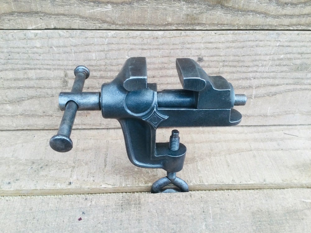 Vintage Cast Steel Jewellers Or Clockmakers Table Vice