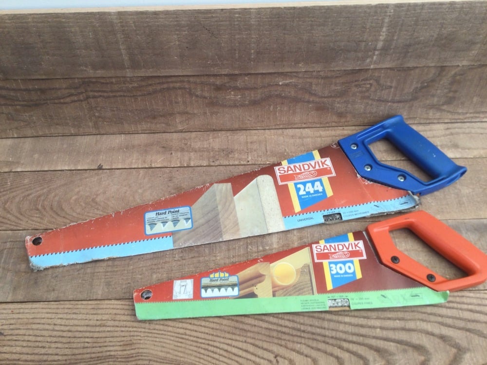 Vintage Pair SANDVIK Carpentry Handsaws In Original Sleeves