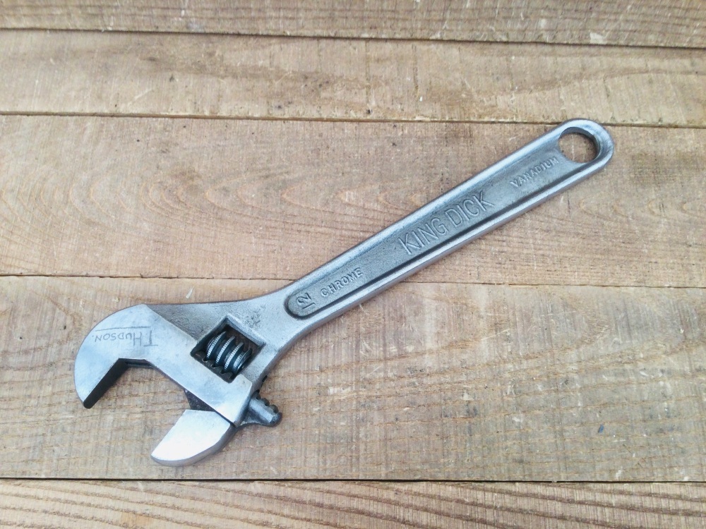 Vintage 12” King Dick Chrome Vanadium Adjustable Spanner Wrench