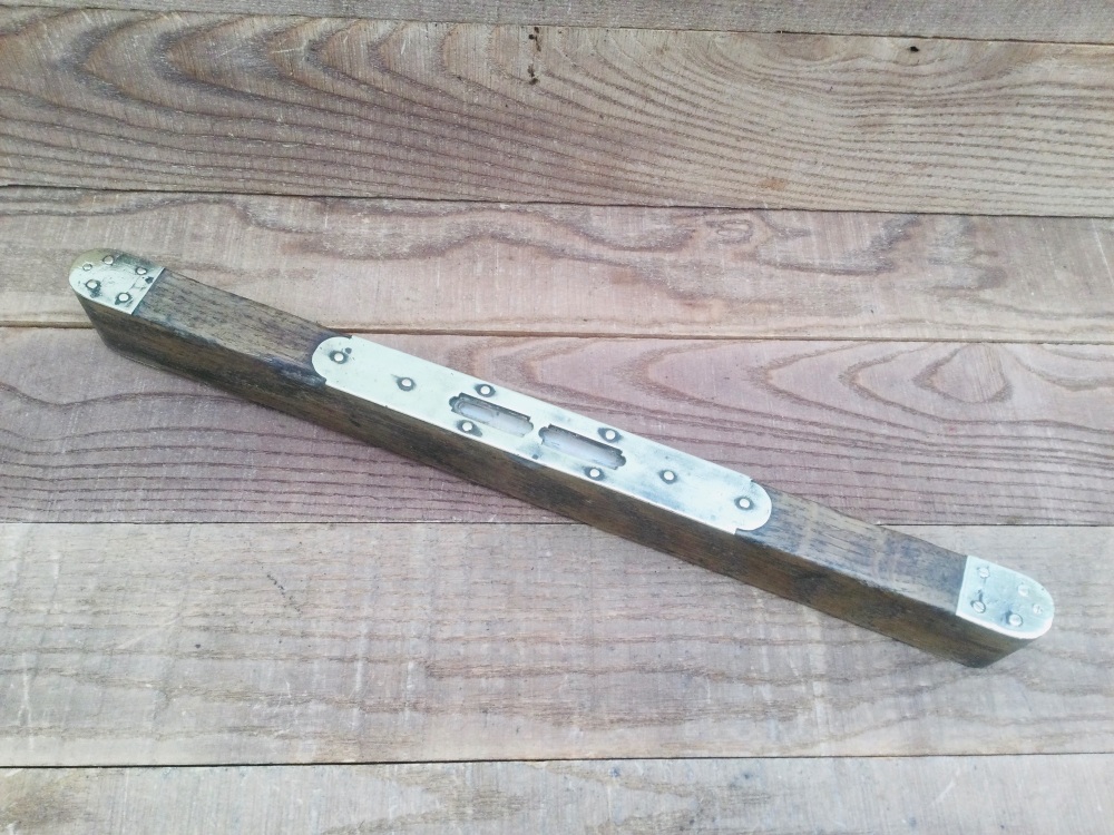 Vintage 16.5” Brass Plated Ash Clear Bubble Spirit Level