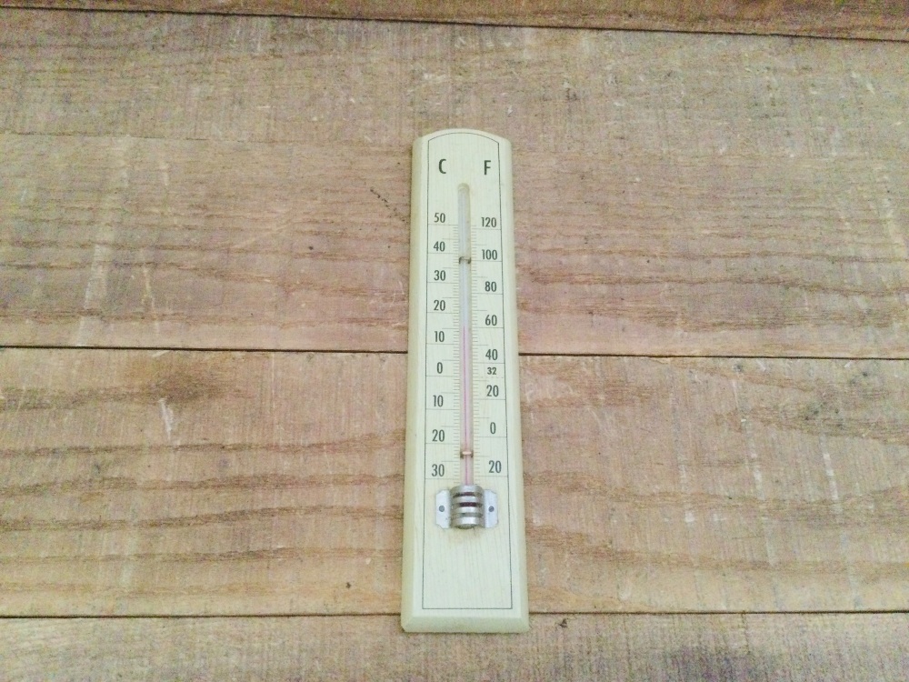 Vintage Wooden Wall Mounted Thermometer Fahrenheit & Celsius