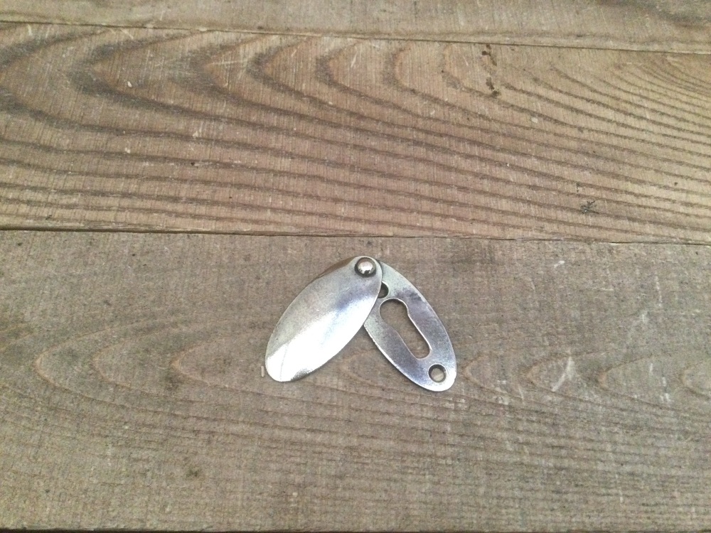 Vintage Brass Covered Sliding Keyhole Escutcheon