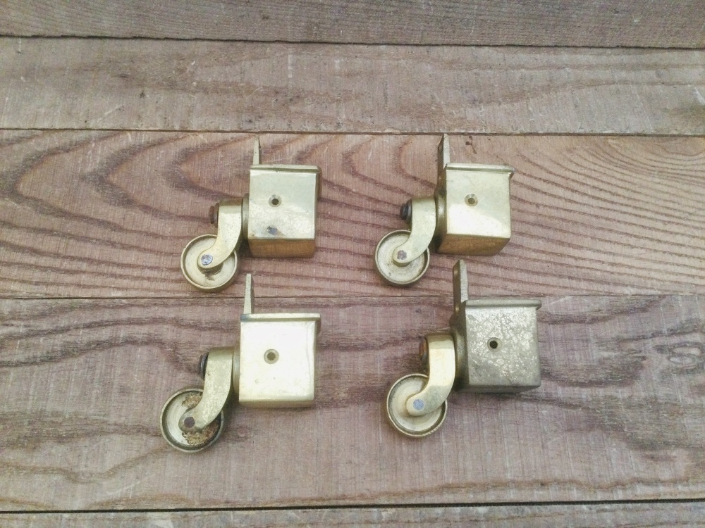 Antique Brass Furniture Castors Square Tapered Vintage Chair Wheels
