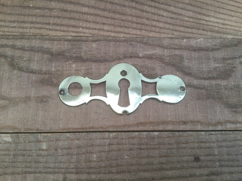 Vintage Large Decorative Brass Key Hole Escutcheon