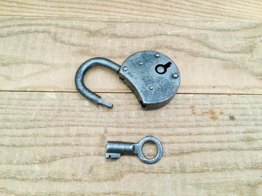 Vintage Steel Heavy Duty Padlock & Key