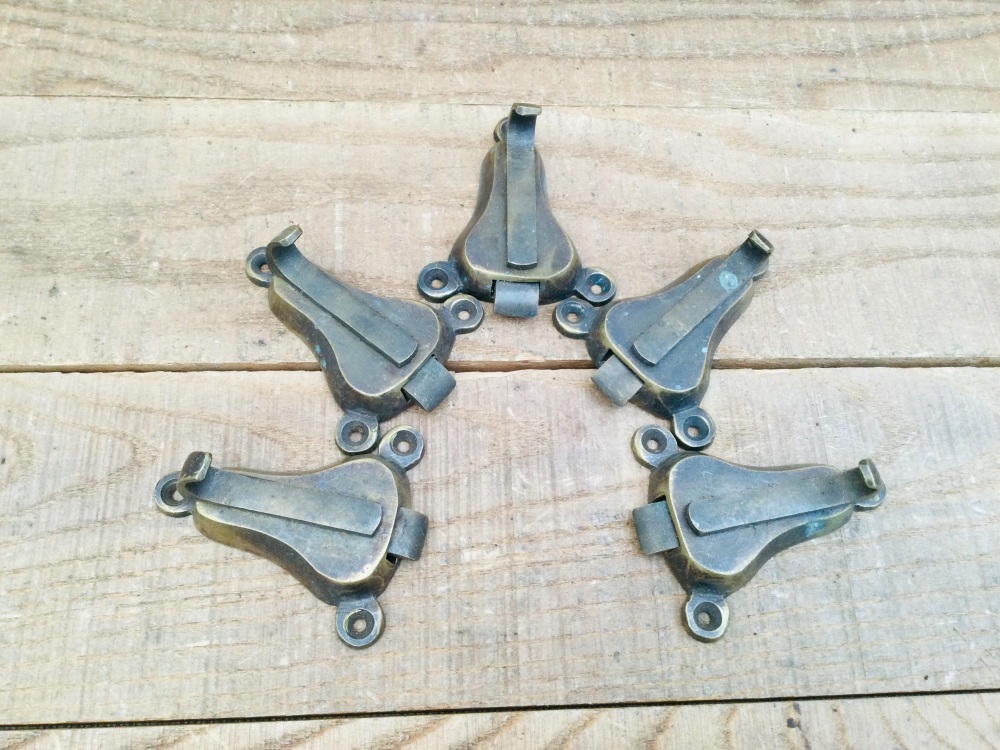 Five Vintage Reclaimed Brass Latches
