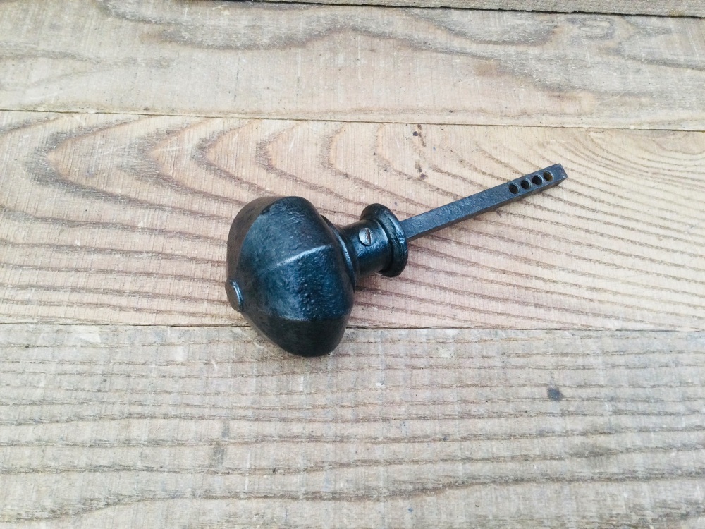 Antique Cast Iron 57mm Round Door Knob Handle & Spindle Bar