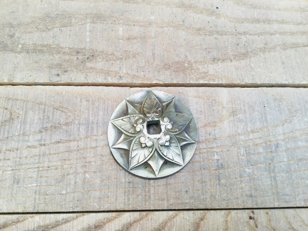 Vintage 70mm Brass Front Door Knob Rosette Handle Knob Backplate Escutcheon