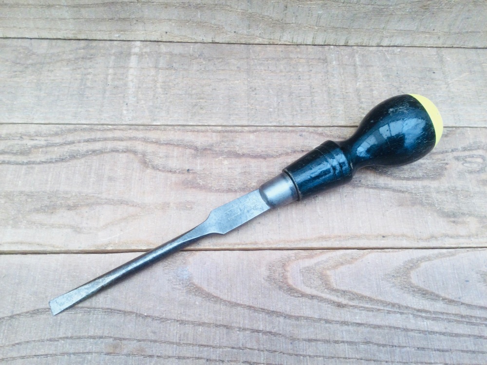 Vintage 11&rdquo; Footprint Wooden Handled Slotted Screwdriver