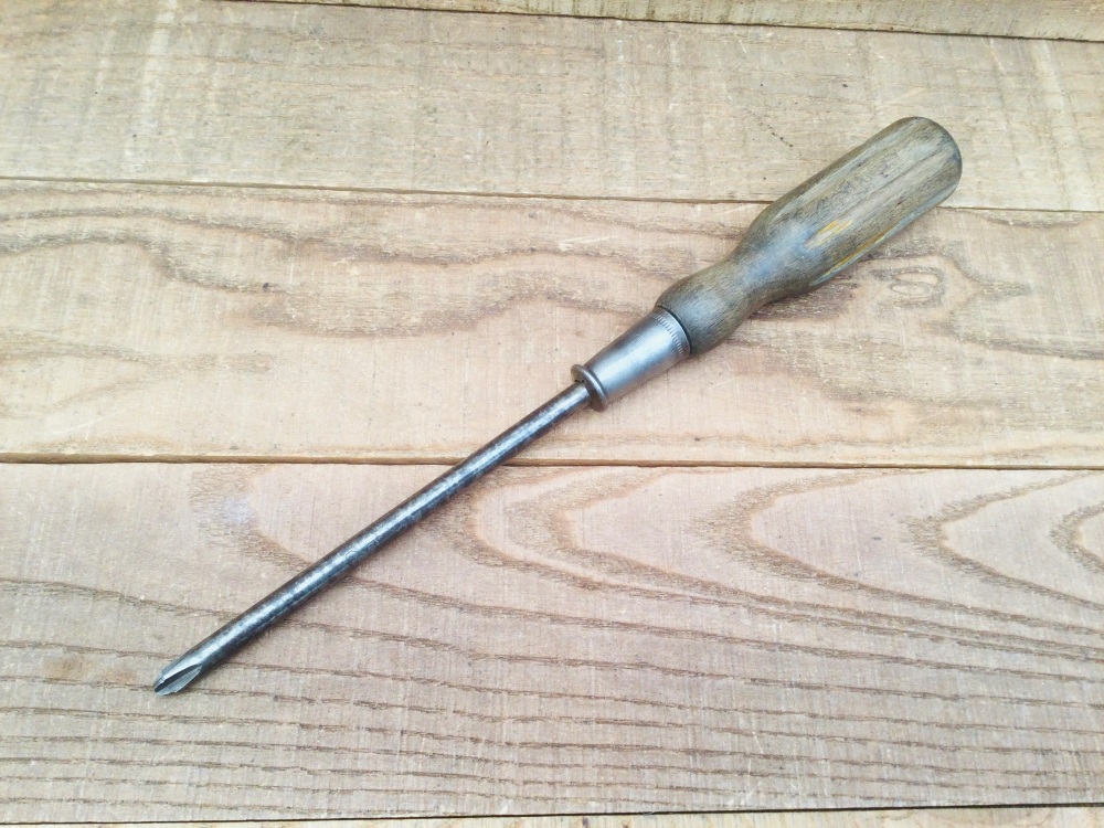 Vintage Stanley England 11&rdquo; Phillips Screwdriver No. 403 Wooden Handle