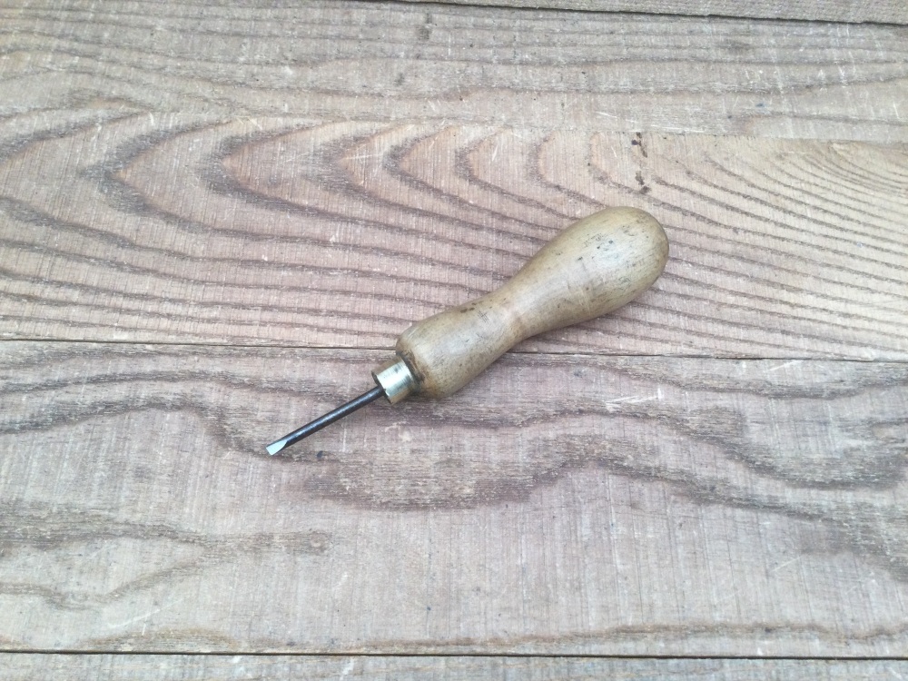 Vintage Ash Handled Carpentry Brad Awl