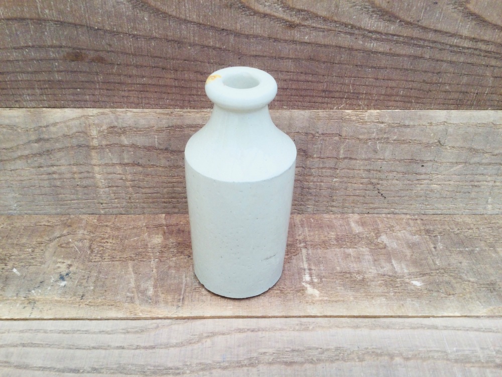 Small Antique Strong Shoulder Off White Stoneware Bottle