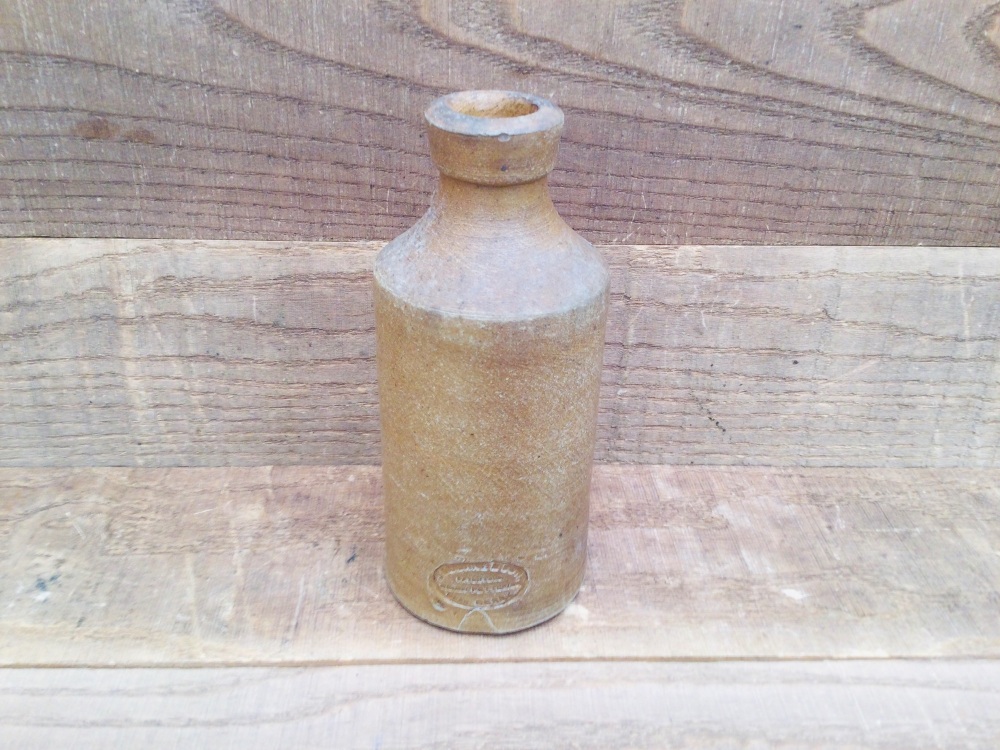 Antique Stoneware Bottle J.Bourne & Son Denby Potteries Near Derby 6&rdquo; Tall