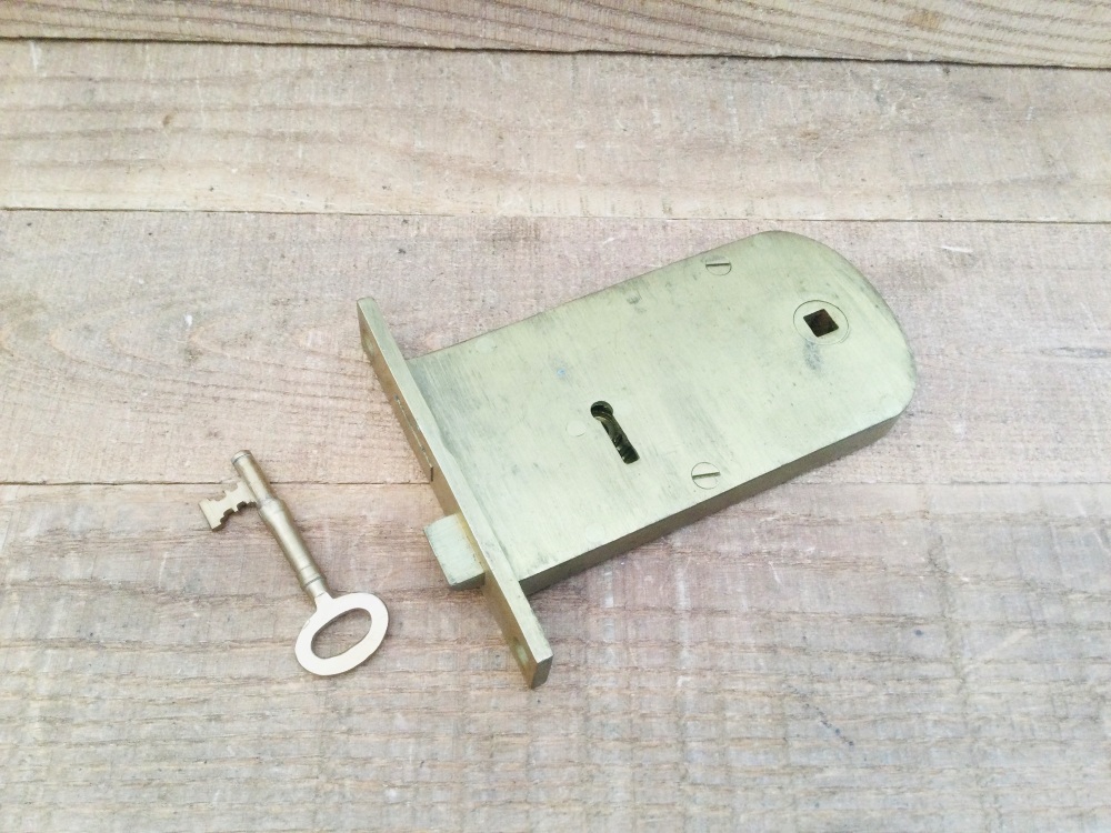 Vintage Solid Brass Heavy Duty Mortise Door Lock & Brass Key